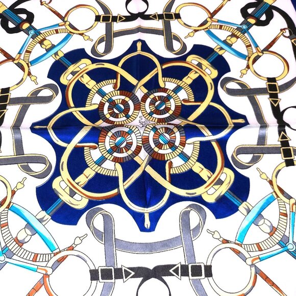 Scarf 19x19 Square Satin blue neckerchief classic - Picture 4 of 4